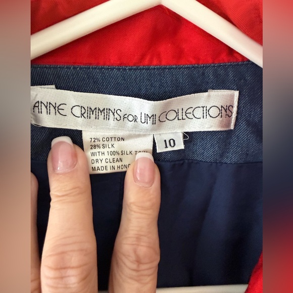 VINTAGE ANNE CRIMMINGS UMI Collections Silk Dress Multicolor with Red Collar - Picture 7 of 8